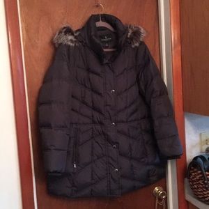 London Fog Gray Puffer Coat w Hood 1X Like New!